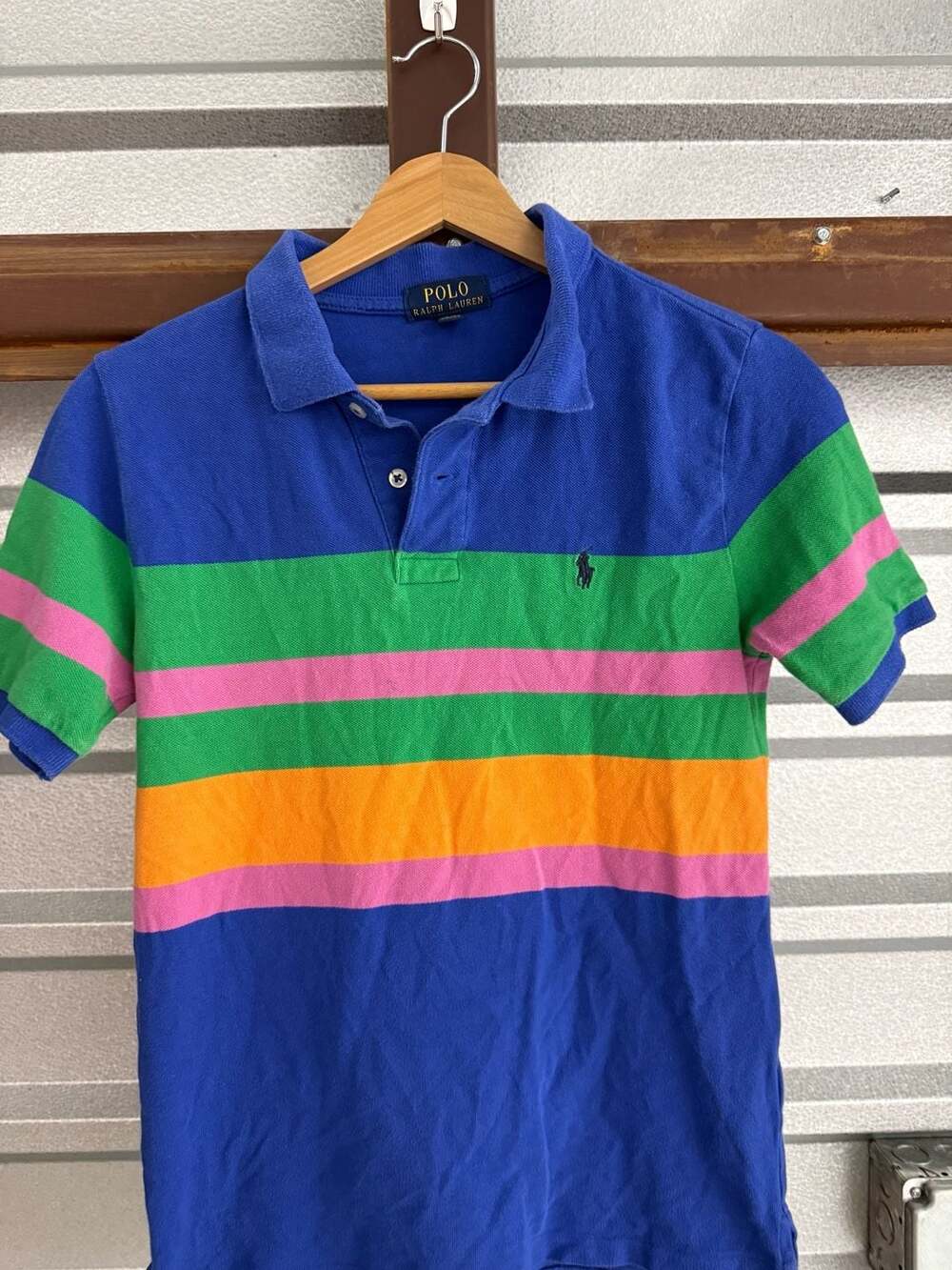 Polo Ralph Lauren Striped Polo Shirt Size L 14-16 Blue Multicolored